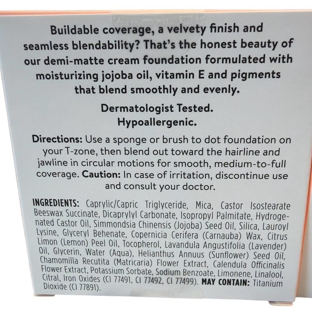 Honest Beauty Everything Cream Foundation 0.31 oz Walnut Buildable Blendable - Picture 2 of 3